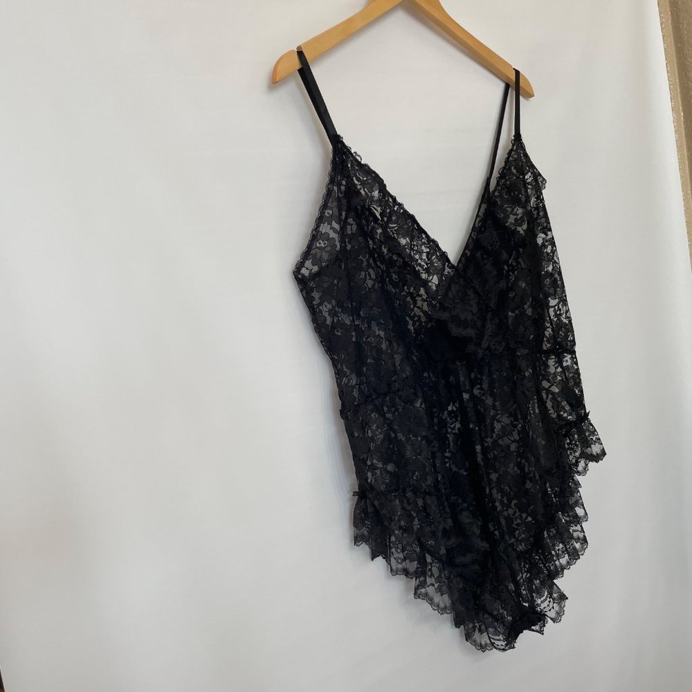 VTG Victoria's Secret M Gold Crown Label M Black Lace Lingerie Teddy Feminine - Picture 16 of 16